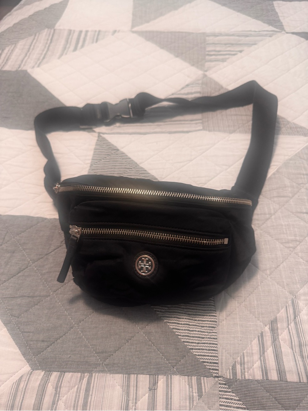 Tory Burch Black Quilted Logo Crossbody Waist Bag